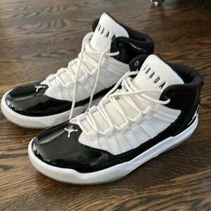 Jordan Black and White Patent Air Max Aura